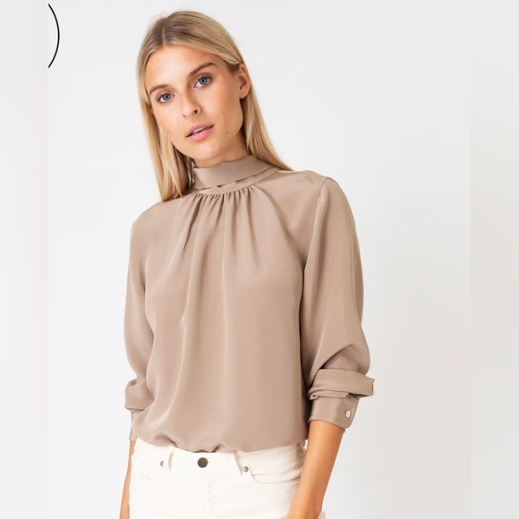 ANN MASHBURN Tops - Ann Mashburn Colette Tie-Neck Blouse Black Silk Crepe De Chine